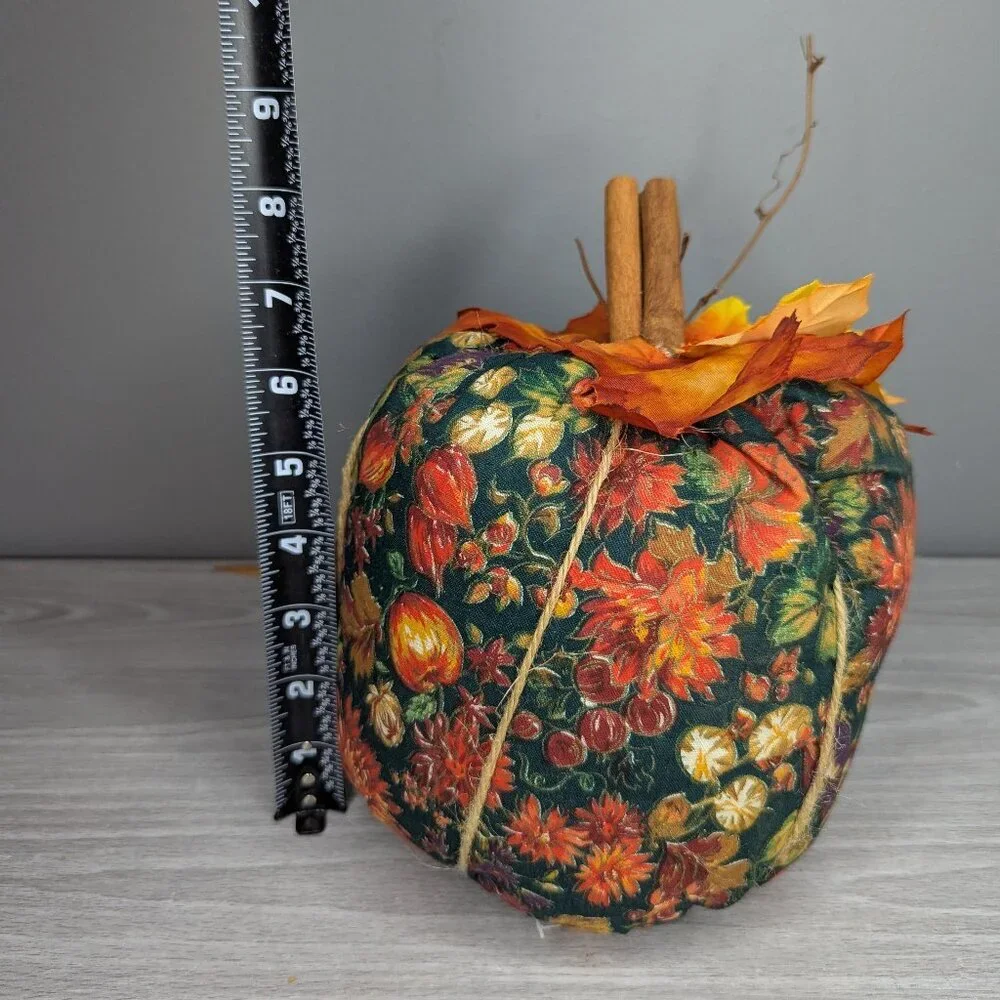 Autumn Floral Fabric Pumpkin Centerpiece Decor 9